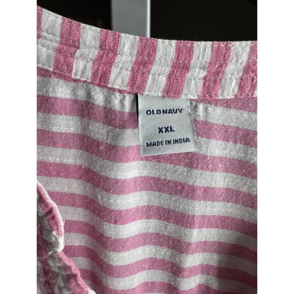 Old Navy Women's Pink White Striped Long Sleeve Beachy Tunic Blouse Size XXL - Picture 4 of 6